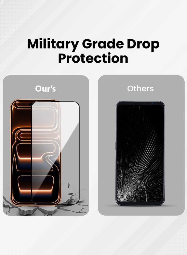 Case Up عبوة 2 لواقي شاشة آيفون 17 برو ماكس، صلابة 9H، مقاوم للصدمات بمعيار عسكري، زجاج مقسى فائق الوضوح، مضاد لبصمات الأصابع، مقاوم للخدوش، متوافق مع الكيس - Image 4